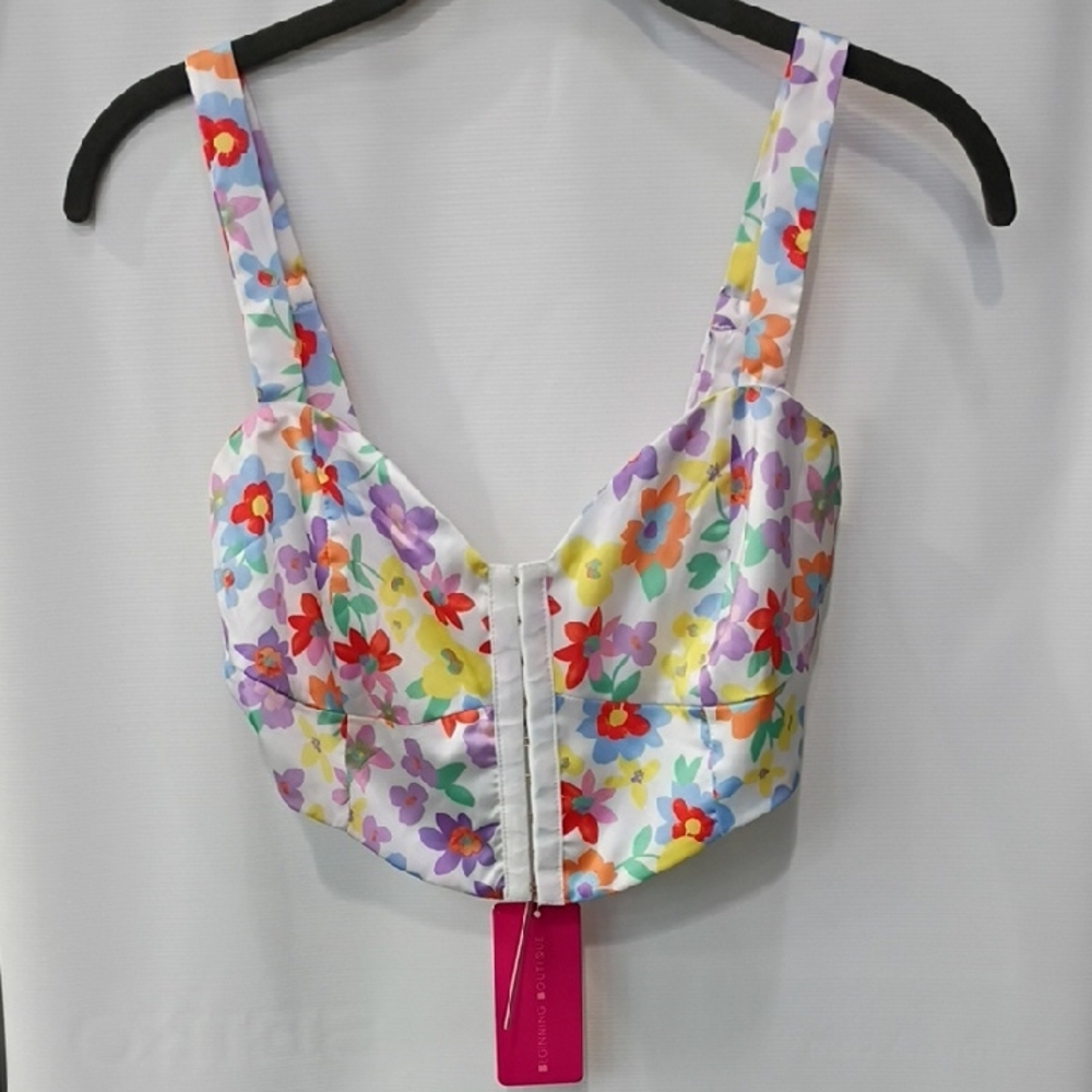 Beginning Boutique Lalita Floral Print Corset Bustier Crop Tank Top Size 4 NWT